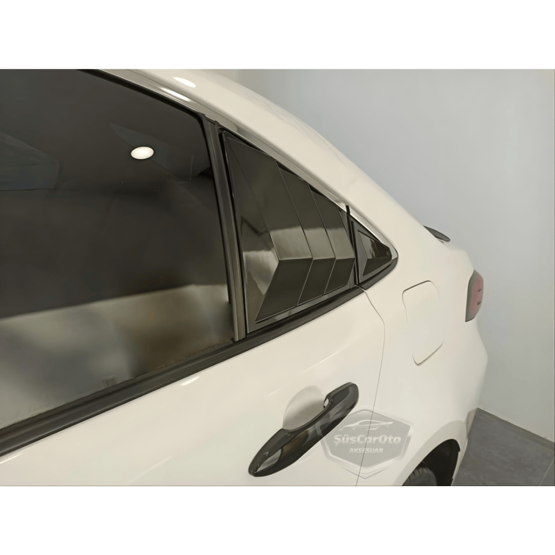 Toyota Corolla 2018 Sonrası E210 Uyumlu Kelebek Cam Izgarası Kelebek Cam Vizörü İthal Havalandırma Sağ Sol Takım Parlak Siyah 1.Sınıf image 9