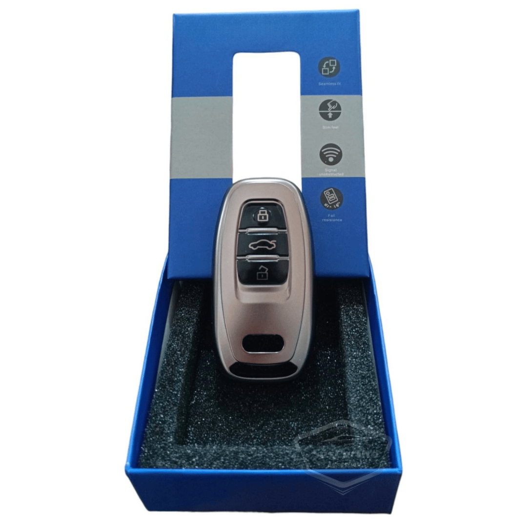 Audi A1 A3 A4 A5 A6 A7 A8 Q3 Q5 Q7 S4 S5 S6 S7 S8 R8 TT Quattro Uyumlu Silikon Anahtar Kılıfı Oto Anahtar Kabı Darbe Emici Anahtarlık Koyu Titan Gri image 5