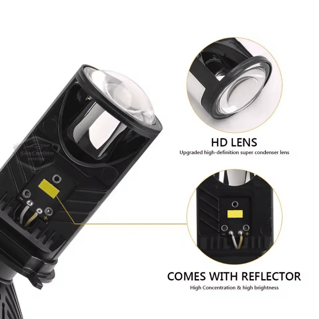 H4 Lazer Mercekli Far Ampulü Ufuk Çizgili Otomobil Araç Motosiklet Uyumlu Profesyonel Mini Projektör LED Beyaz Led Xenon Lamba Şimşek Etkili Uzun Kısa 2 Adet 9/36v image 9