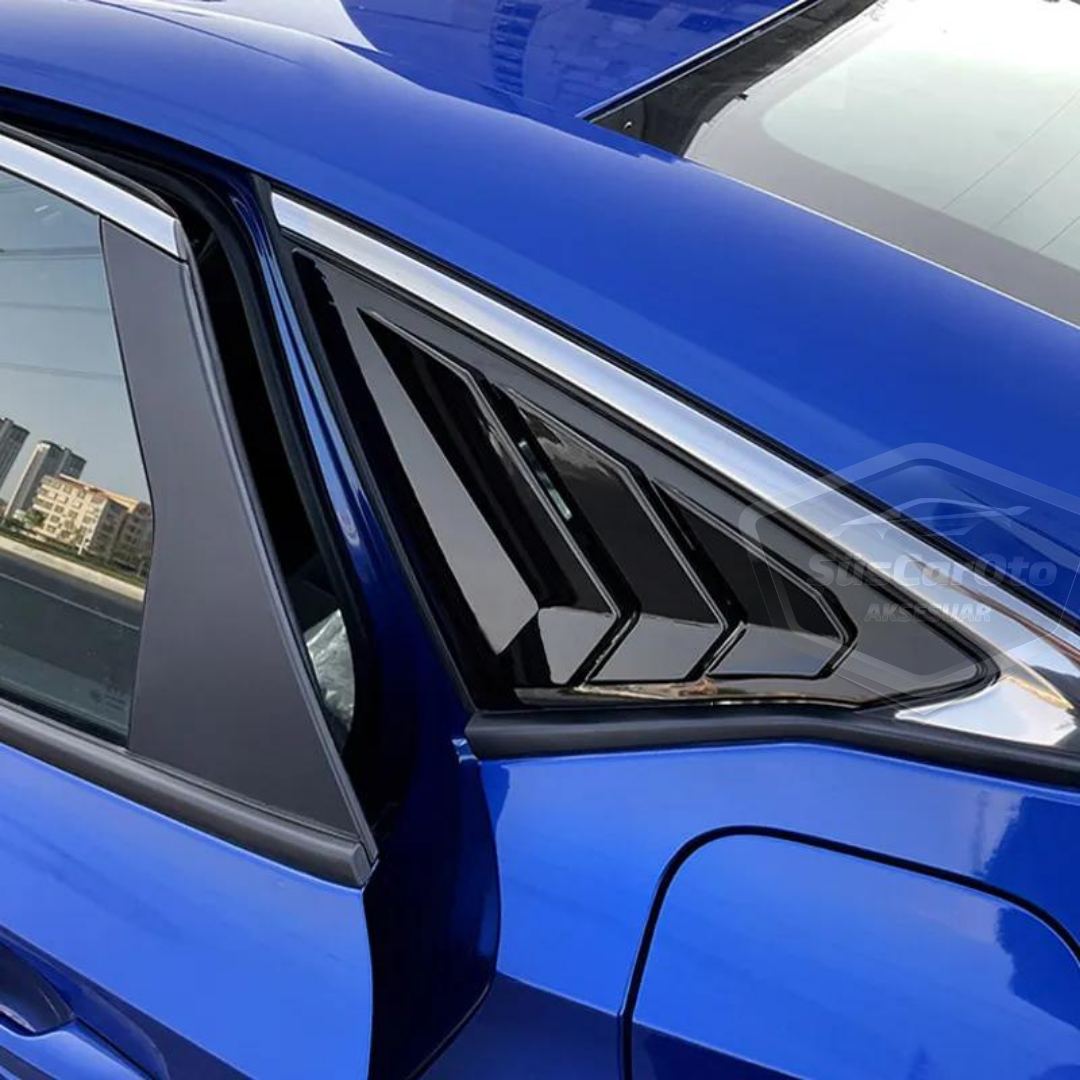 Honda Civic Fe1 2022 Sonrası Uyumlu Kelebek Cam Izgarası Kelebek Cam Vizörü Havalandırma Sağ Sol Takım Parlak Siyah image 9
