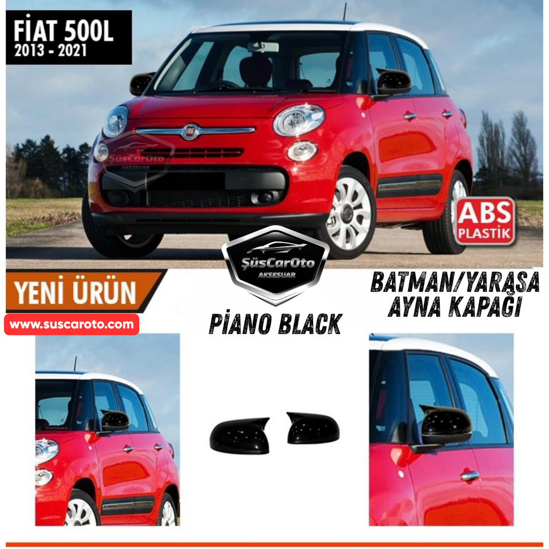 Fiat 500L 2013-2021 Uyumlu Batman Yarasa Ayna Kapağı Piano Black ABS Plastik Sağ Sol Takım image 0