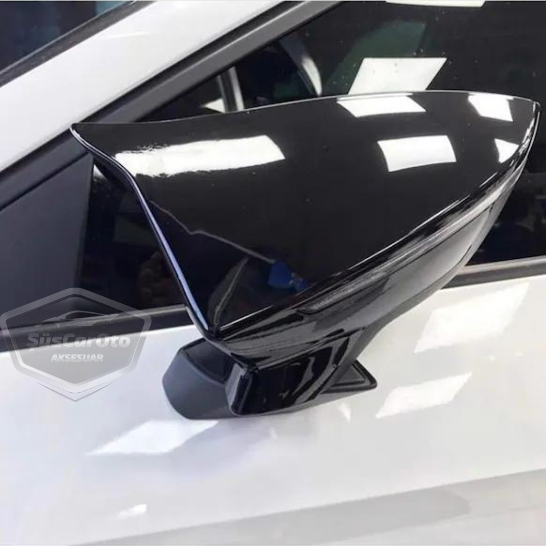 Seat Leon MK3 MK3.5 2012-2020 Batman Yarasa Ayna Kapağı Piano Black ABS Plastik image 9
