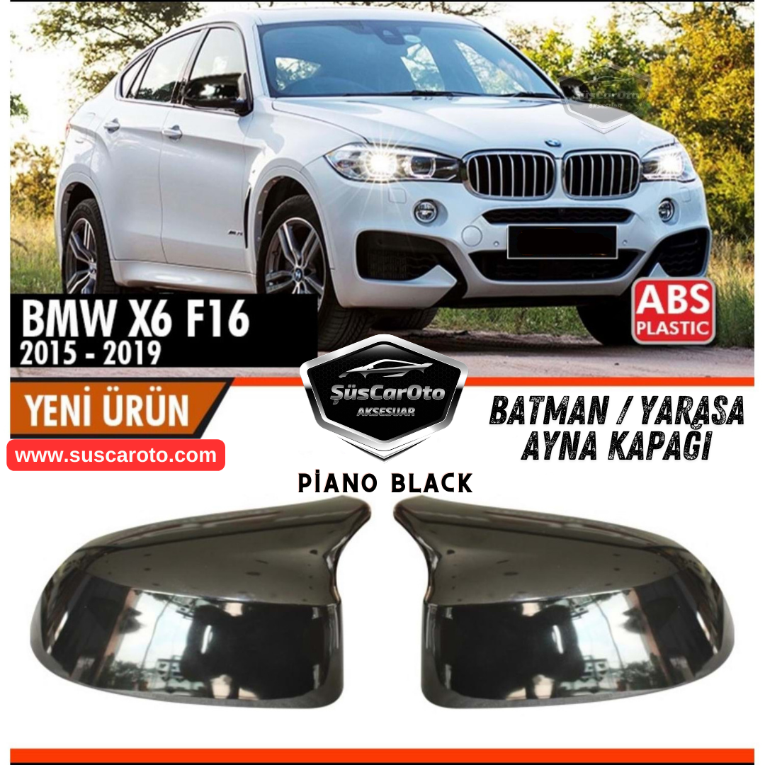 BMW X6 F16 2015-2019 Uyumlu Batman Yarasa Ayna Kapağı Piano Black ABS Plastik Sağ Sol Takım image 0
