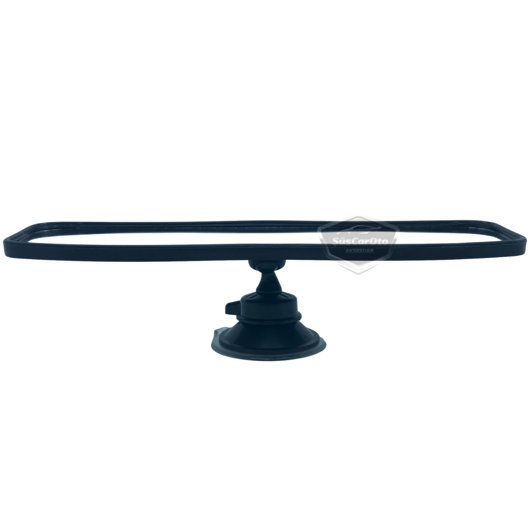 Her Araca Uyumlu Siyah Çerçeveli Dikiz Aynası 60 mm x 240 mm Vantuzlu İç İlave Ayna image 7