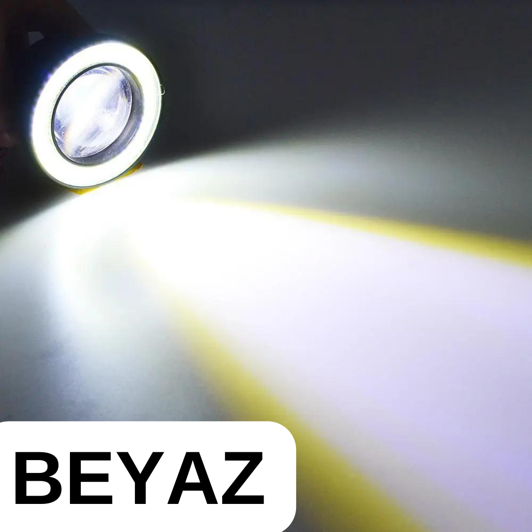 Peugeot Boxer Uyumlu Üniversal Mercekli Angel Sis Farı Metal Su Geçirmez 76 mm Beyaz Halkalı Gündüz Farı Angel Eyes 2 Adet image 9