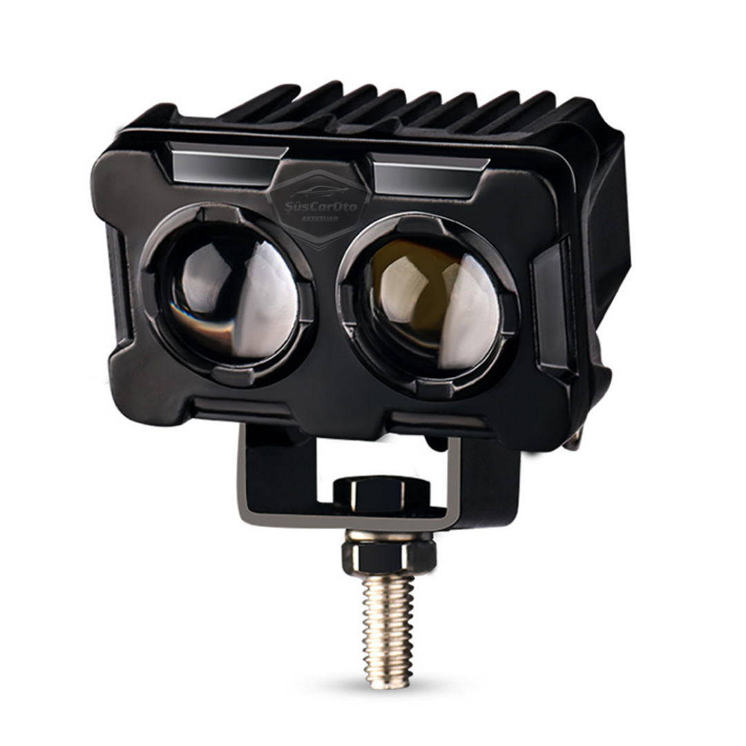 Robot Sis Farı Çift Renk Sarı-Beyaz Araç Motosiklet Off Road Led Lamba Çift Gözlü Projektör 50W Metal Arazi Çalışma Lambası 1 Adet image 9
