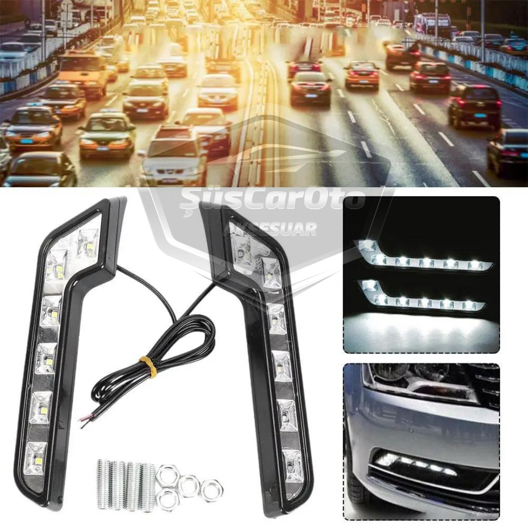Üniversal 6 Led Mercedes Tip Gündüz Ledi Araba Gündüz Farı Araç Oto DRL Led Lamba Güçlü Işık 12V Su Geçirmez Beyaz 2 Adet image 9