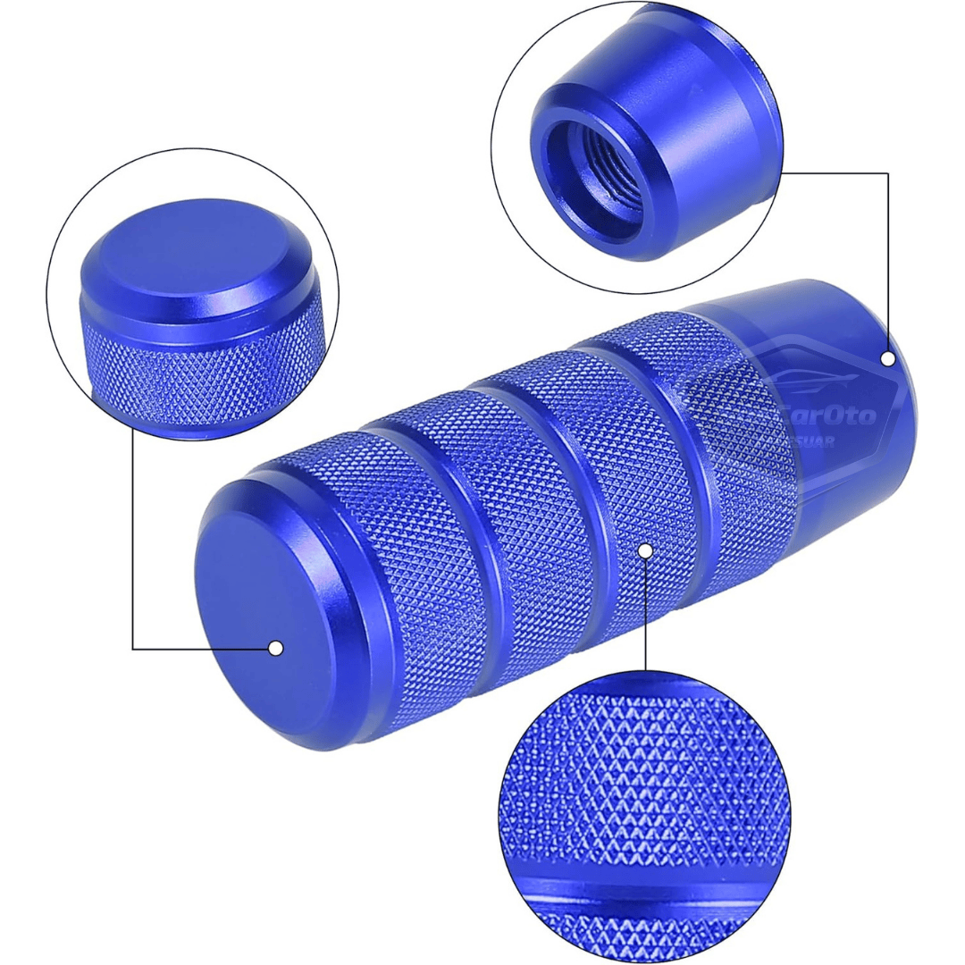 Üniversal 9.5 cm JDM Metal Spor Görünümlü Vites Topuzu Aparatlı Alüminyum Alaşım Otomatik-Manuel Yarış Vites Kolu Mavi image 1