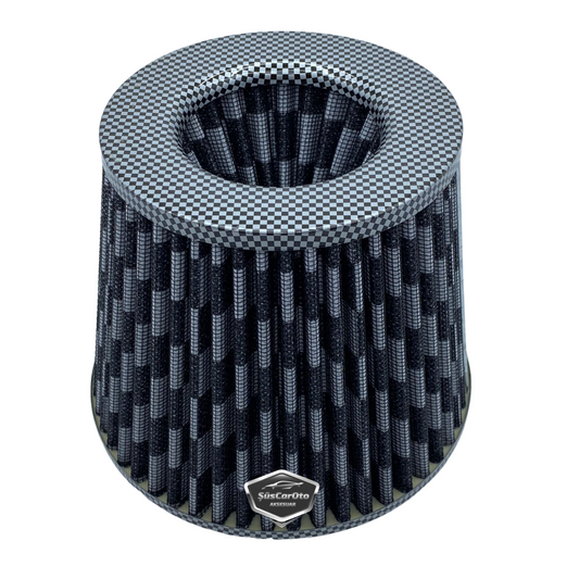 Carub Performans ve Ses Arttırıcı Açık Hava Filtresi +6 Hp Açık Tip Karbon 76 mm image 0