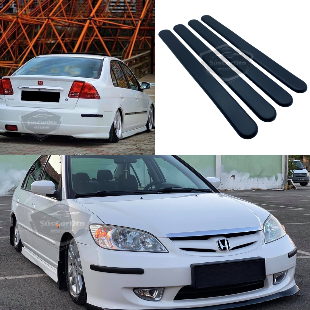 Honda Civic Vtec 2 Uyumlu Esnek Tampon Koruma Bandı Ön Arka Tampon Koruyucu Şerit Yumuşak Bant 4 lü Paket Siyah image 0