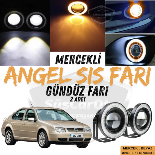 Vw Bora 1998-2006 Uyumlu Üniversal Mercekli Angel Sis Farı Metal Su Geçirmez 76 mm Turuncu Halkalı Gündüz Farı Angel Eyes 2 Adet image 0