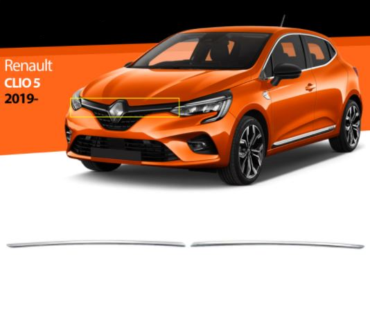 Renault Clio 5 Krom Ön Panjur Üstü 2 Parça 2019 ve Üzeri image 0