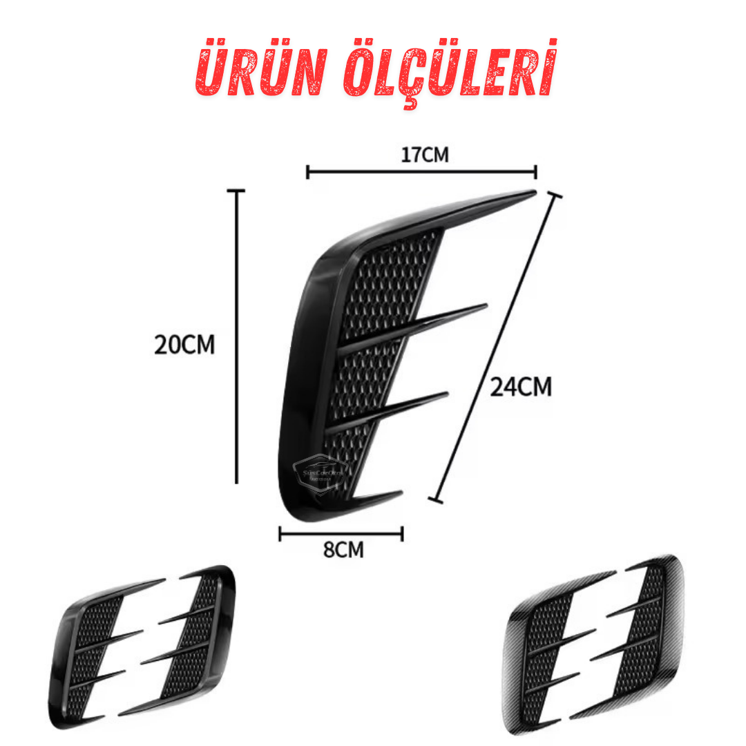 Üniversal Her Araca Uyumlu Piano Black Esnek Tampon Kaput Çamurluk Venti Izgarası Spor Görünümlü 1.Sınıf İthal Sağ Sol 2 Adet image 4