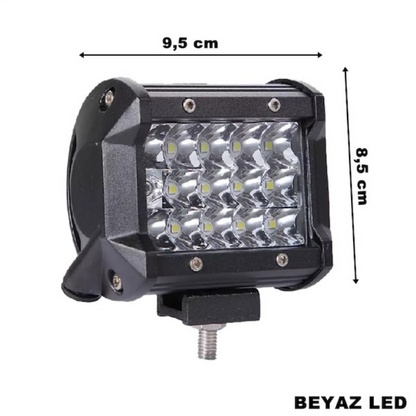 Off Road Led Lamba Delici Yayıcı Beyaz Kare Sis Farı Projektör 45W 12 Led Metal Arazi Çalışma Lambası 1 Adet image 1