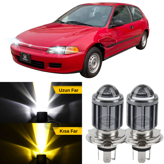 Honda Civic 1991-1995 Uyumlu Mercekli Far Ampulü Led Xenon Çift Renk Sarı-Beyaz Far Şimşek Etkili CSP Led Lamba Uzun Kısa 2 Adet Takım image 0
