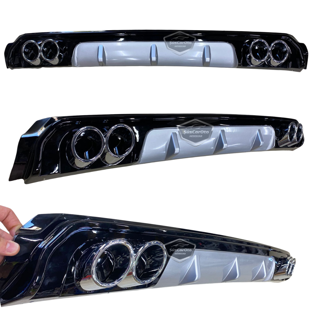 Fiat Egea Sedan 2015 Sonrası Araca Özel Piano Black Arka Difüzör 4 Krom Egzoz Çıkışlı Parlak Siyah Arka Tampon Eki İthal 1.Sınıf image 3