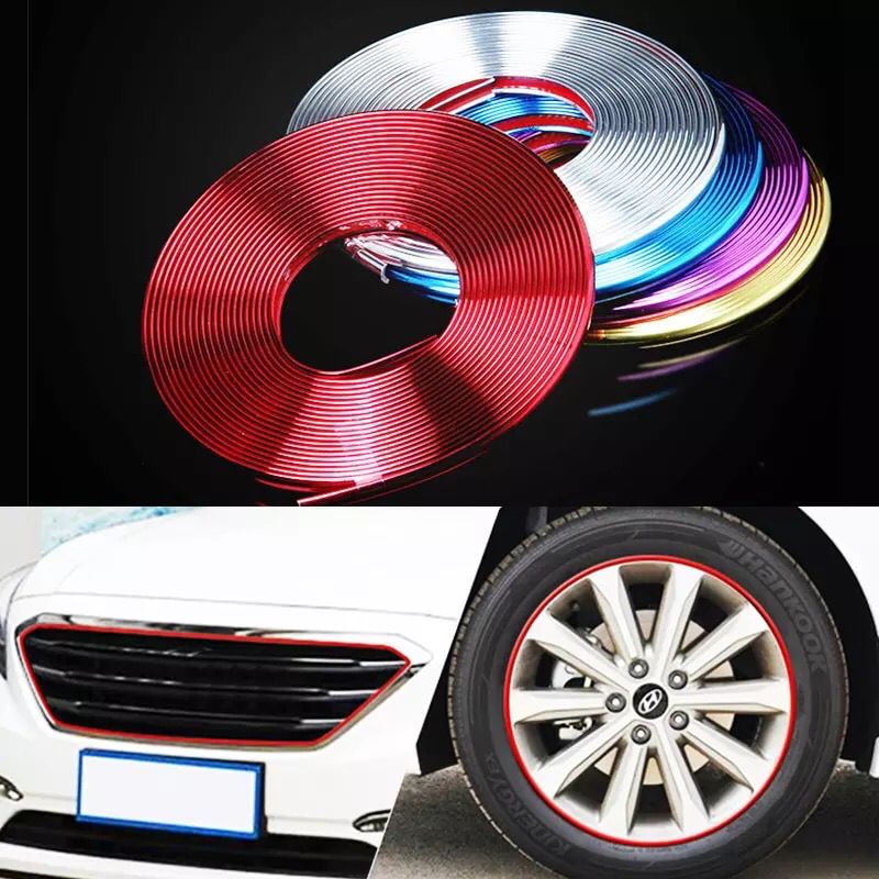 Araç Araba Oto Jant Fitili Metal Görünümlü Lastik Jant Trim Bandı Jant Şeriti 8 Metre Sarı image 6
