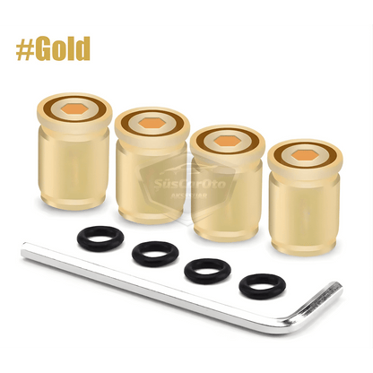 Kilitlemeli Sibop Kapağı Alyanlı Sibop Kapağı Araba Motosiklet Bisiklet Metal Sıkmalı Gold Altın 4 lü Set image 3