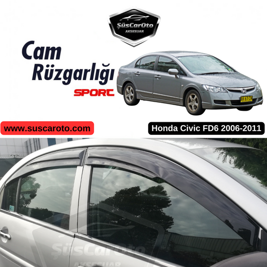 Honda Civic FD6 2006-2011 Uyumlu Mugen Cam Rüzgarlığı Seti Piano Black 4'lü İthal image 0