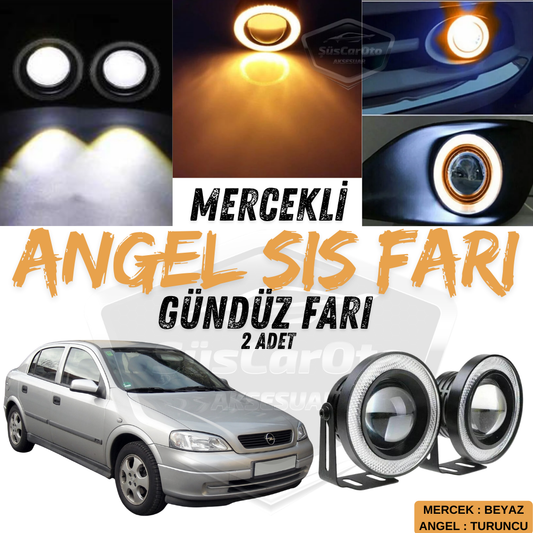 Opel Astra G 1998-2004 Uyumlu Üniversal Mercekli Angel Sis Farı Metal Su Geçirmez 76 mm Turuncu Halkalı Gündüz Farı Angel Eyes 2 Adet image 0