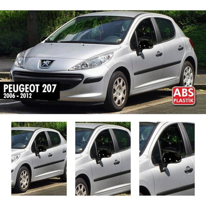 Peugeot 207 2006-2012 Batman Yarasa Ayna Kapağı Piano Black ABS Plastik image 0