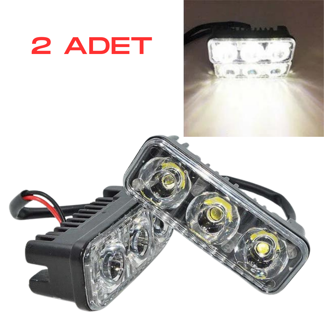 DRL 3 Led Mercekli Araba Gündüz Farı Araç Motosiklet Gündüz Ledi Oto DRL Led Lamba Güçlü Işık 12V Su Geçirmez Metal Beyaz 2 Adet image 8