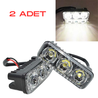 DRL 3 Led Mercekli Araba Gündüz Farı Araç Motosiklet Gündüz Ledi Oto DRL Led Lamba Güçlü Işık 12V Su Geçirmez Metal Beyaz 2 Adet image 8