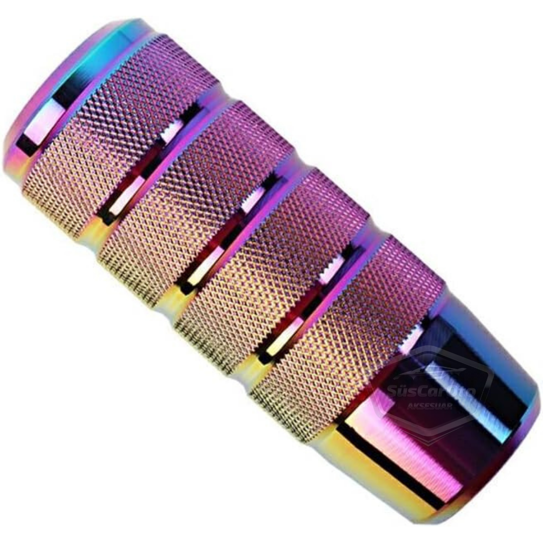 Üniversal 9.5 cm JDM Metal Spor Görünümlü Vites Topuzu Aparatlı Alüminyum Alaşım Otomatik-Manuel Yarış Vites Kolu Bukalemun Neo Krom image 3