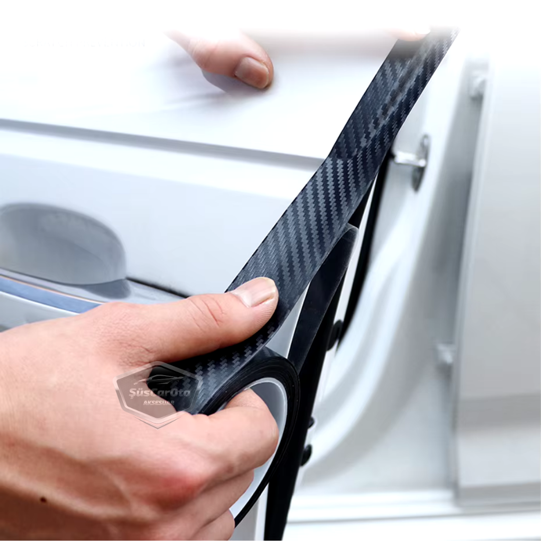 Üniversal Araç İçi 3D Siyah Karbon Kapı Eşik Bandı Arka Tampon Eşiği Koruma Folyosu Orijinal Hava Kanallı Yapışkanlı İthal Çok Amaçlı Tampon Koruma 5 Metre image 8