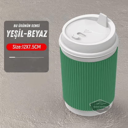 Üniversal Kahve Bardağı Görünümlü Led Işıklı Yanmaz Koku Geçirmez Oto Küllük Dumansız Sızdırmaz Kapaklı Araç İçi Küllük Araba Küllüğü Yeşil Beyaz image 1
