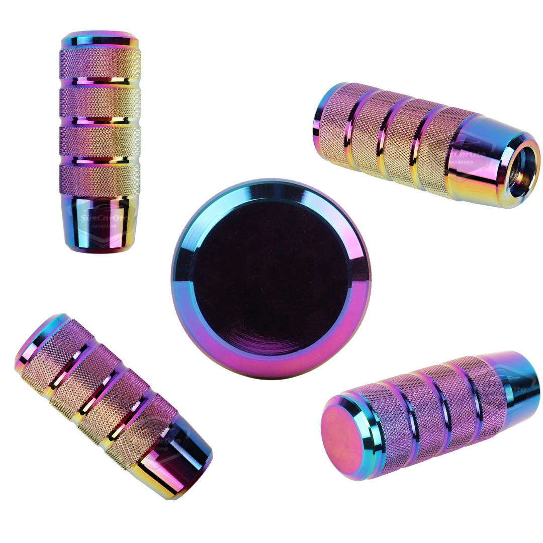 Üniversal 9.5 cm JDM Metal Spor Görünümlü Vites Topuzu Aparatlı Alüminyum Alaşım Otomatik-Manuel Yarış Vites Kolu Bukalemun Neo Krom image 8