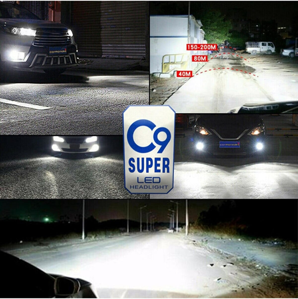 C9 Ultra Beyaz Led Xenon Soğutuculu Far Ampulü 8400 LM Şimşek Etkili Zenon HB4 9006 image 1