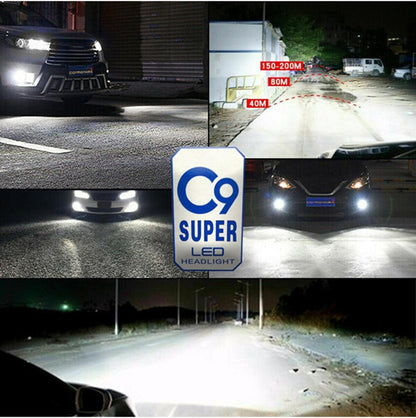 C9 Ultra Beyaz Led Xenon Soğutuculu Far Ampulü 8400 LM Şimşek Etkili Zenon HB4 9006 image 1
