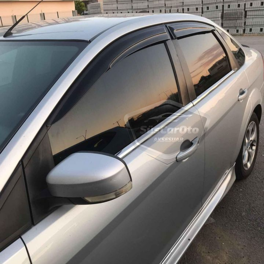 Ford Focus 2 - 2.5 Sedan 2004-2011 Uyumlu Mugen Cam Rüzgarlığı Seti Piano Black 4'lü İthal image 1