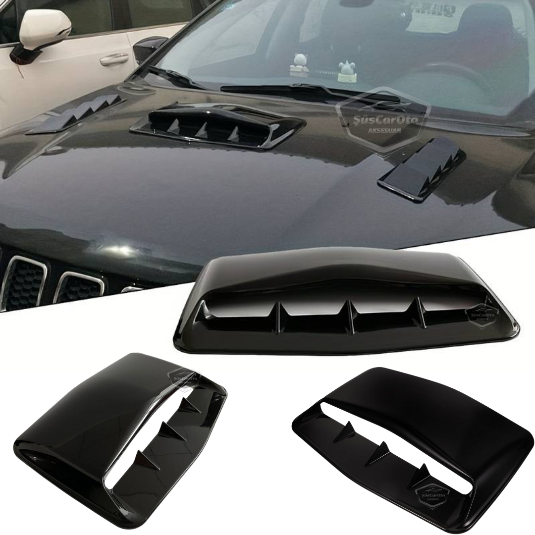 Üniversal Her Araca Uyumlu Geniş Midi Boy Kaput Üstü Havalandırma Izgarası Tavan Vent Air Scoop İthal Shark Tip 42 x 25 cm image 6
