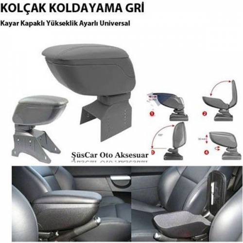 Üniversal Sürgülü Kol Dayama Kolçağı Oto Araç Kolçak Gri image 5