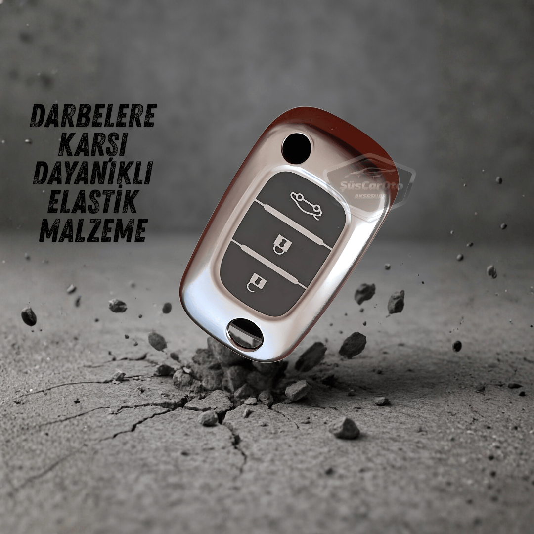 Renault Fluence Megane Clio Kangoo Master Modus Twingo Sustalı Anahtar Uyumlu Silikon Anahtar Kılıfı Oto Anahtar Kabı Darbe Emici Anahtarlık Koyu Titan Gri image 1