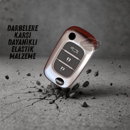 Renault Fluence Megane Clio Kangoo Master Modus Twingo Sustalı Anahtar Uyumlu Silikon Anahtar Kılıfı Oto Anahtar Kabı Darbe Emici Anahtarlık Koyu Titan Gri image 1