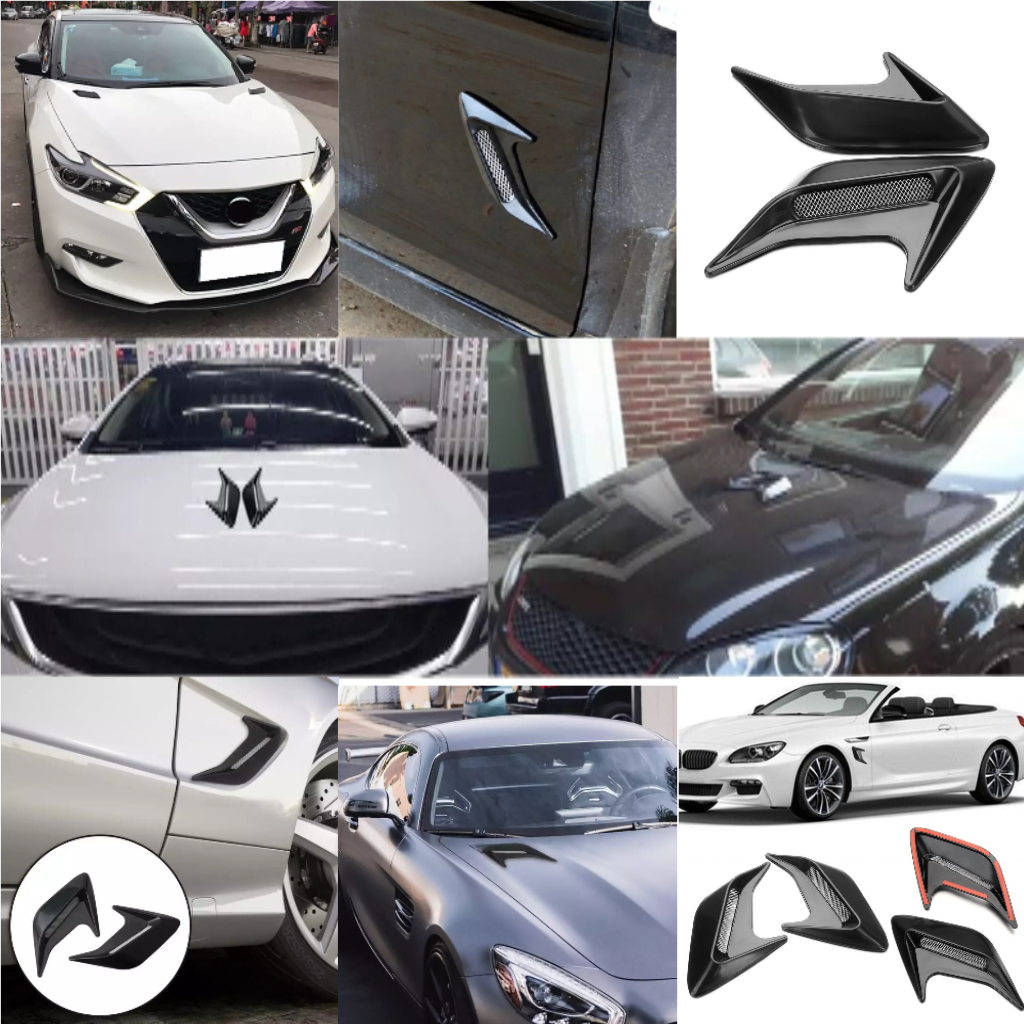 Üniversal Piano Black Kaput Çamurluk Venti Izgarası Sağ Sol 2 Adet Mini Scoop image 7