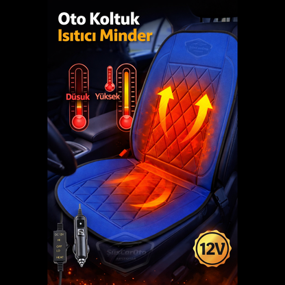Araç İçi Koltuk Isıtıcısı Oto Isıtmalı Koltuk Minderi Çakmaklık Girişli Isı Ayarlı Tak Çalıştır Mavi 12V 1 Adet image 0