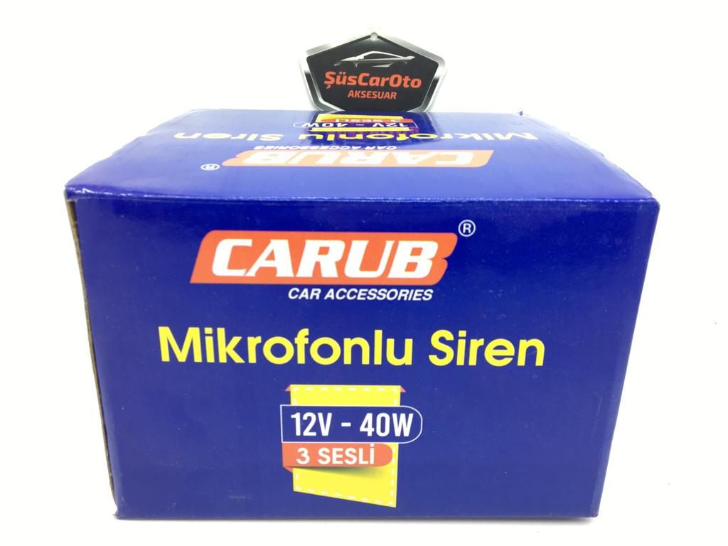 CARUB 3 Sesli Mikrofonlu Megafonlu 12V Polis Sireni 300 dB image 2