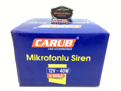 CARUB 3 Sesli Mikrofonlu Megafonlu 12V Polis Sireni 300 dB image 2