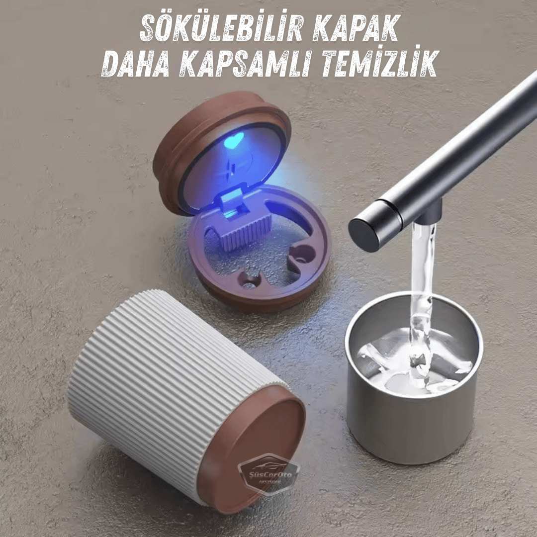 Üniversal Kahve Bardağı Görünümlü Led Işıklı Yanmaz Koku Geçirmez Oto Küllük Dumansız Sızdırmaz Kapaklı Araç İçi Küllük Araba Küllüğü Siyah Kahverengi image 3