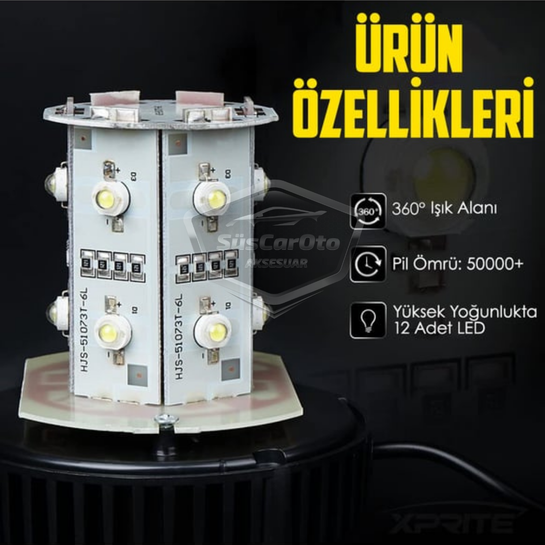 Mıknatıslı Çakarlı Tavan Tepe Lambası Yuvarlak Tip Off Road Ambulans İtfaiye Kurtarıcı Çakar Çakmaklık Girişli Su Geçirmez Turuncu 12-24V Tepe Çakar image 3