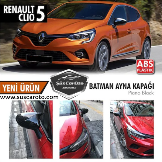 Renault Clio 5 2019 Sonrası Batman Yarasa Ayna Kapağı Piano Black ABS Plastik image 0