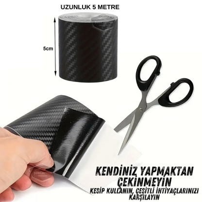 Üniversal Araç İçi 3D Siyah Karbon Kapı Eşik Bandı Arka Tampon Eşiği Koruma Folyosu Orijinal Hava Kanallı Yapışkanlı İthal Çok Amaçlı Tampon Koruma 5 Metre image 4