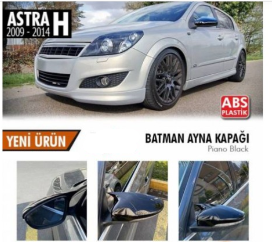 Opel Astra H Batman Yarasa Ayna Kapağı Piano Black ABS Plastik image 0