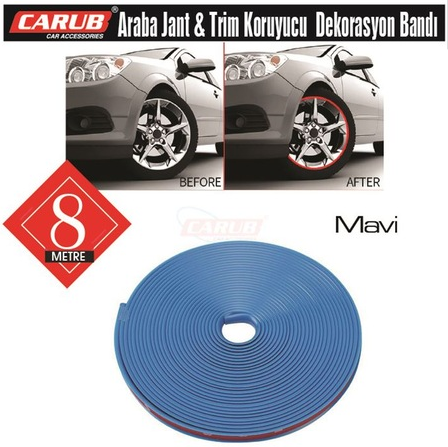 Carub Araba Jant Fitili Lastik Jant Trim Bandı 8 Metre MAVİ image 0