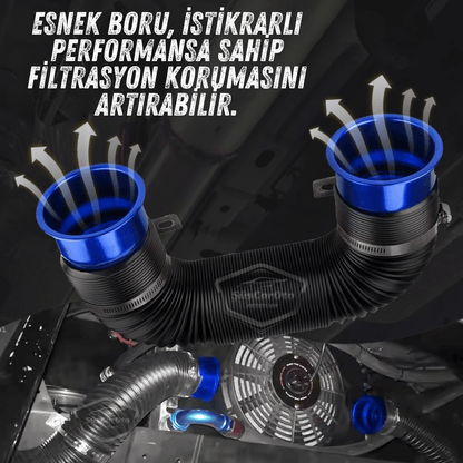 Universal Akordiyon Açık Hava Filtre Borusu Performans ve Ses Arttırıcı Uzayan Esnek Hortum 75 mm Hava Filtre Uzatma Sprali Mavi image 4