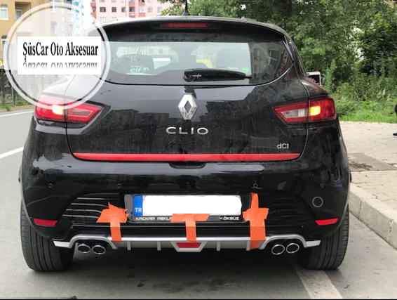 Renault Clio IV 4 Çıkışlı Egzoz Görünümlü Difüzör Arka Tampon Eki image 0